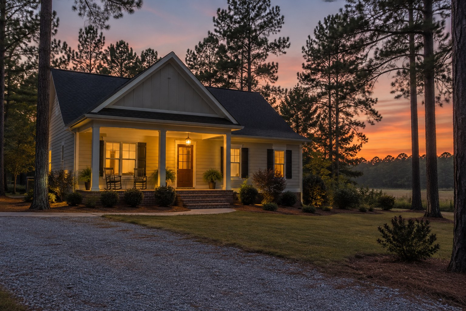 A Liberty County, Georgia property at dusk, illustrative